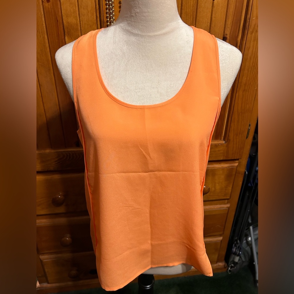 H &M Sheer Sleeveless Orange Blouse